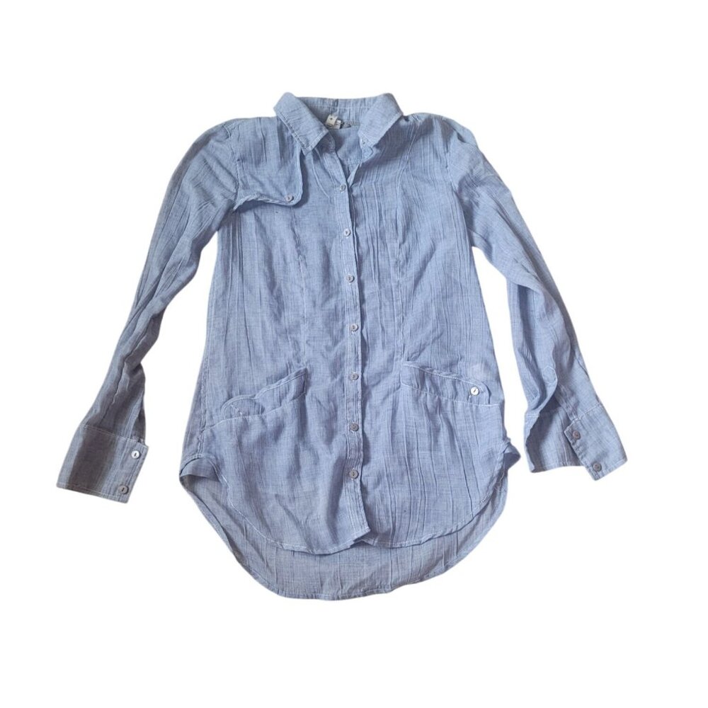 We‎ the Free Women's Cotton Blue Lightweight Button Down Sie XS Collared